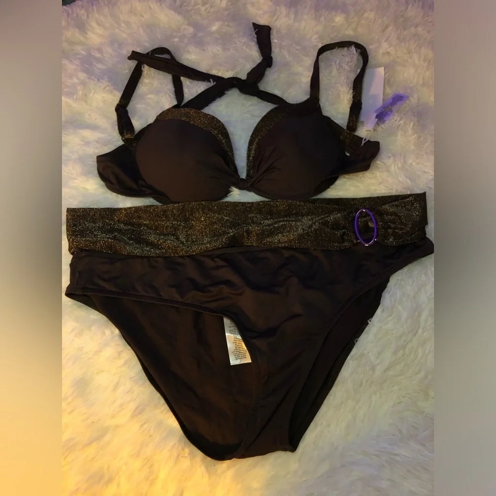 VENUS Brown Glittery Binkini Top NWOT